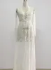 Chemise de nuit longue blanche pour femmes, vêtements de nuit Sexy en dentelle, nuisettes transparentes, lingerie, robe de nuit, grande taille 311P
