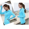 Running Jackets Koreansk stil Snabbtorkning Andningsbara Yoga Shirts med tummen Hål Långärmad Hooded Sport Jacka Toppar Slitage