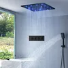 Siyah Duş Seti 20 inç Spa Mist Yağış Duş Başlığı Banyo Termostatik Mikser LED Tavan Duş Bataryaları