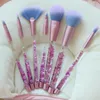 Tamax 7pcs Crystal Makeup Brush sets Mermaid Unicorn Glitter blink Concealer Make up Brush Powder liquid Blusher Shading Eyeshadow maquiagem
