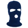 Maschera a copertura integrale Tre Passamontagna a 3 fori Cappello lavorato a maglia Inverno Stretch Maschera da neve Cappello a cuffia Nuovo Nero Maschere per il viso calde328R