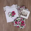 2017 New Hot Summer Toddler Kids Baby Girls Outfits Clothes T-Shirt Topps+byxor/shorts/kjol 2st.