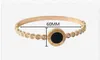 Dubbellaags golvend diamant Simple Rose Gold One-Color Black Disc gesp Titanium stalen armband