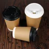 500pcs/Lot Kraft Paper Coffee Cups With Lid 3 Sizes Milk Tea Thick Disposable Cup Coating Brown Coffee Cup 1 Lot EEA1027