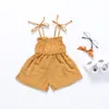 kids designer Romper Clothes Baby Girls Solid Cotton Sling romper infant toddler suspender Jumpsuits 2019 Summer INS Children Clothing