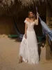 Asaf Dadush Boho-Hochzeitskleider, böhmische Spitze, schulterfreies Hochzeitskleid, A-Linie, Strand-Brautkleider, Robe De Mariee