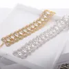 Moda Hollow Crystal Rhinestone Choker Kobiety Złoty Srebrny Łańcuch Naszyjnik Biżuteria Ślubna Kołnierz Naszyjniki na Party Prezenty 3 Kolory