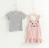 Baby Meisjes Kleding Kat Ontwerp Jurk Gestreept Shirt 2 stks Sets Korte Mouw T-shirt Kat Vest Jurk Pakken Geparandeerde Rok Kinderkleding DHW1920