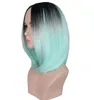 Two Tones Ombre Wig Women Short Bob Style Cosplay Black To Grey Pink Green Straight SyntheticHair Wigs