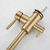 Rolya Brushed Golden 3 Way Way Filter Tap Burnished Gold Ro Water Kitchen Faucet Tri Flow Kitchen Sink Mixer309J