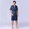 Silk Sleewwurs Nightgown Мужской Весна и Летние Халаты Pajamas Сатин Мягкий Дом Носить Ночной Главный Для мужчин Свадьба