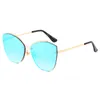 Rahmenlose Katzenaugen-Sonnenbrille für Damen und Herren, modische Katzenaugen-Sonnenbrille für Damen, Herren- und Damen-Markendesigner-Sonnenbrille, goldene Katzenaugen-Sonnenbrille für Damen