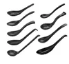 Colher de sopa preta Matte concha colher de plástico estilo japonês melamina mesa Anti-Queda Tortoise Shell Shaped Spoons