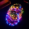 도매 파티 빛나는 화환 화려한 꽃 머리띠 여자 여자 LED LIGHT UP HAIRBAND GARLANDS 선물