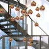 Design classique lampe à LED suspension diamètre 15/20cm 3D coloré verre plaqué miroir boule luminaire suspendu