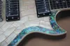 Guitarra elétrica branca personalizada de fábrica com escala de jacarandá, folheado de pérola branca, linha abalone, ferragens cromadas, oferta personalizada