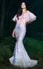 Sparkly Prom Dresses 2019 Off The Shoulder Sweep Train 3D Floral Appliques Beads Shinny Mermaid Evening Gowns Custom Special Occasion Dress