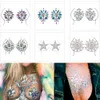 Klejnoty klatki piersiowej Klej Naklejka Tatuaż Boho Body Makeup Decor Crystal 3D Scena Rhinestone Flash Gems Kwiat Star Design Festival Party Jewelry