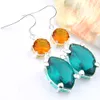 Luckyshine Christmas Day 2 Pcs/Lot 925 Silver Plated Green Horse eye Round Brazil Citrine Crystal Earrings for Lady Party Gift