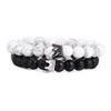 Barato negro blanco piedra cuentas corona pulsera para mujeres hombres pareja pulseras brazaletes joyería amante regalo