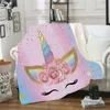 Unicorn Sherpa Koc 150 * 130 cm Butterfly Cortoon 3D Digital Drukowane Dzieci Zimowe Pluszowe Szal Kanapa Sofa Rzuć Polece Wrap Ljja3029