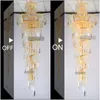 Modern Crystal Chandelier Lighting Fixture Lustre Crystal Long Spiral Gold or Silver Pendant Hanging Lamp for Restaurant Hotel Lobby MD8500