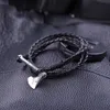 BF16 Bracciale con pendente ascia amuleto drago vichingo Europa e America Bracciale annodato in pelle intrecciata nera322a