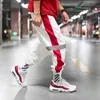 Yasuguoji Yan Çizgili Harem Pantolon Erkekler 2019 Erkek Yansıtıcı Joggers Pantolon Erkek Streetwear Modası Beyaz Vintage Sweatpants
