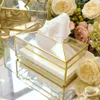 AUGKUN European Creative Glass Tissue Box Simple Living Room Household Tissue Box Nordic Light Napkin Tray Decor211Q