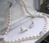 7-8mm Real Natural White Akoya Cultured Pearl Necklace Örhängen Smycken Set 18 "