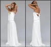 2019 New Vintage Dresses Beach Wedding Dress Cheap Dropped Waist Bohemian Strapless Backless Boho Bridal Gowns Lace Ribbon Custom Made 1172