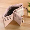 Designer Women Wristlet Wallet With Strap Coin Pocket Vintage Soft Pink Suede Purse Ladies Folder Money Clips 6colors Billetera Y1241v