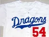 Benutzerdefinierte Jack Elliot #54 Mr. Baseball Movie Jersey Chunichi Dragons Weiß Blau Jeder Name und jede Nummer Größe S-4XL