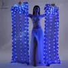 새로운 벨리 댄스 실크 팬 베일 LED 팬들은 반짝이는 주름 카니발 LED 팬 무대 퍼포먼스 소품 액세서리 의상 의상