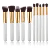 Syntetisk Kabuki 10 st Makeup Brush Set Nylon Hår Trähandtag Kosmetik Foundation Blending Blush Makeup Tool Gratis frakt