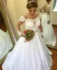 Bescheiden lange mouwen Trouwjurken 2019 Vestido de Noiva A Lijn Kant Tulle Bruidsjurken Custom Made Dress for Weddings Gelinlik