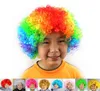 للجنسين Cosplay شعر مستعار Clown Wig Halloween Christmas Party Wig Curly Begs Explosion Head Wig Rainbow Joker Wigs DC178