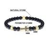 Moda 6mm Black Obisidian Stone Luxury Cyrkonia Classic Cross Design Beads Bransle for Men and Women Yoga Jewelry Prezent Hurtownie