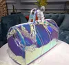 Classique De Luxe Laser Flash PVC Designer Sacs À Main 50 cm Transparent Duffle Sac Brillant Couleur Bagages Voyage Sac Bandoulière Shoulde15648d0b6 #