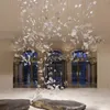 Murano Glas Blatt Kronleuchter Lampen Glaskunst Hohe Deckenleuchte Moderne einfaches Große Lobby Hotel Restaurant Foliage Leuchter-Beleuchtung