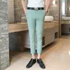 Örgün Pantolon Erkek Elbise Pantolon Slim Fit Yeşil Calca Sosyal Masculina 2019 Yaz Kırpılmış Esneklik Ofis Pantolon Erkekler