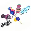 Keychains & Lanyards Colorful Neoprene Chapstick Holder Lip Balm Key Chain Sleeve Cactus Stripe Tie Dye Prints Lipstick Cover Keychains HZ4E