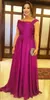 Ny Fuchsia Enkel Billiga Brudens brudklänningar Chiffon Draped Sweep Train Plus Size Cap Sleeve Bröllop Gästklänning Formella Mödrar Klänningar