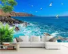 Mooi landschap wallpapers blauwe hemel, zee, boom, zeemeeuw, woonkamer, slaapkamer, tv achtergrond
