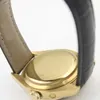 Dual Time Cellini Yellow Gold Case Läder Mens Titta på Läderband Automatisk Mechaincal Black Dial Män tittar på manliga armbandsur