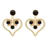 Gold Pearl Heart Earrings Fashion Design Ladies Pearl Drop Pendant Women Girls Dress Party Jewellery