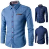 2019 new men's denim shirt long-sleeved shirt men's clothing brand Slim jeans men's jeans shirt camiseta masculina