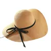 Summer Wide Brim Straw Hats Big Sun Hats For Women UV Protection Panama floppy Beach Hats Ladies bow hat Sunscreen Collapsible Sun208O