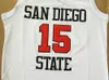 الرجال Kawhi Leonard Jersey 15 كلية كرة السلة San Diego State Jersey for Sport Fans Uniber