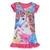 Las chicas de unicornio se visten la falda de longitud media para las niñas 4-12T Kids Girls Unicornio Dibujos animados de dibujos animados Nightgown Dress Designer Ropa SS209